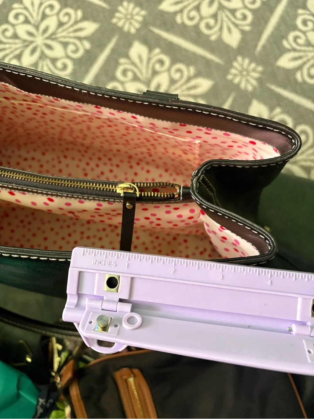 kate spade Black Shoulder Tote with Pink Polka Dot Lining